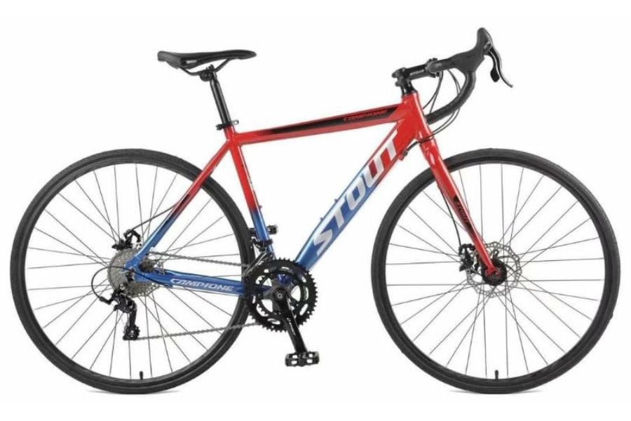 Xe đạp đua khung nhôm STOUT tay đề lắc xịn sò, bánh 700cx25 10 Xe đạp đua STOUT màu xanh đỏ
