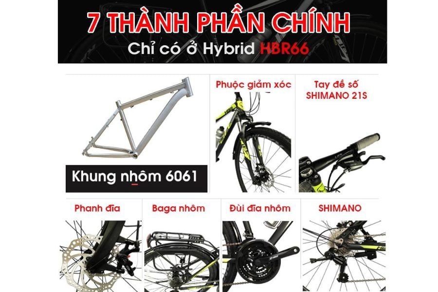 Xe đạp Hybird Life HBR66, giảm giá tốt 456K 16 Bộ Khung Sườn Xe đạp Life Hbr66