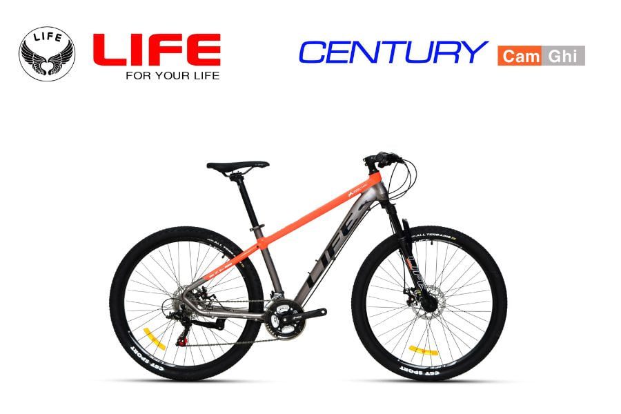 Xe đạp địa hình Life Century bánh 27,5inch giảm 500K 52 Xe đạp Life Century Màu Cam Ghi