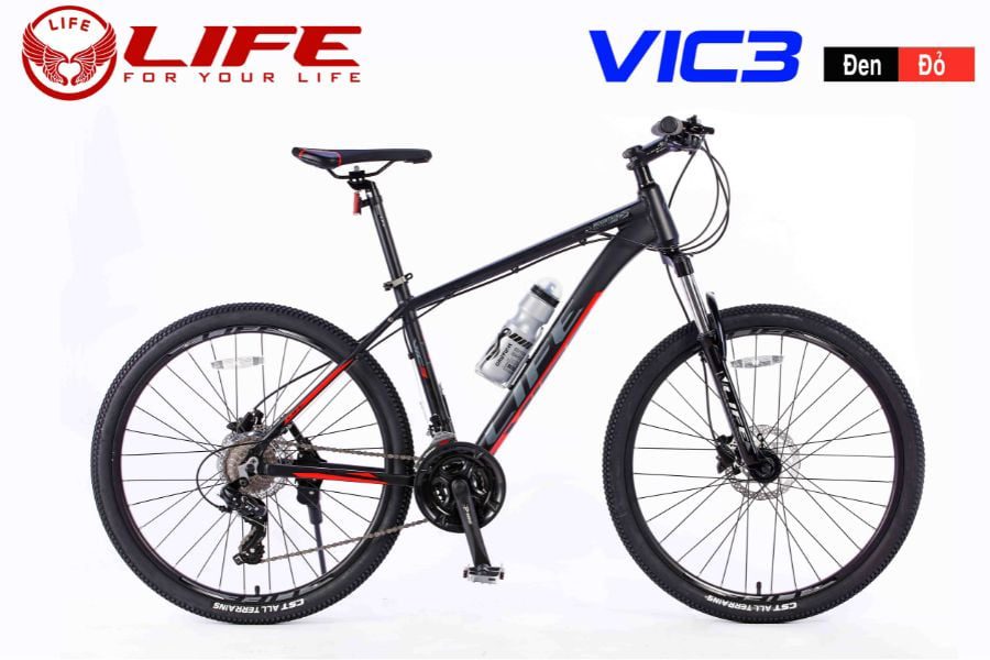 Xe đạp địa hình Life VIC3 phanh dầu giảm giá 399K 33 Xe đạp Life Vic3 Màu đen đỏ