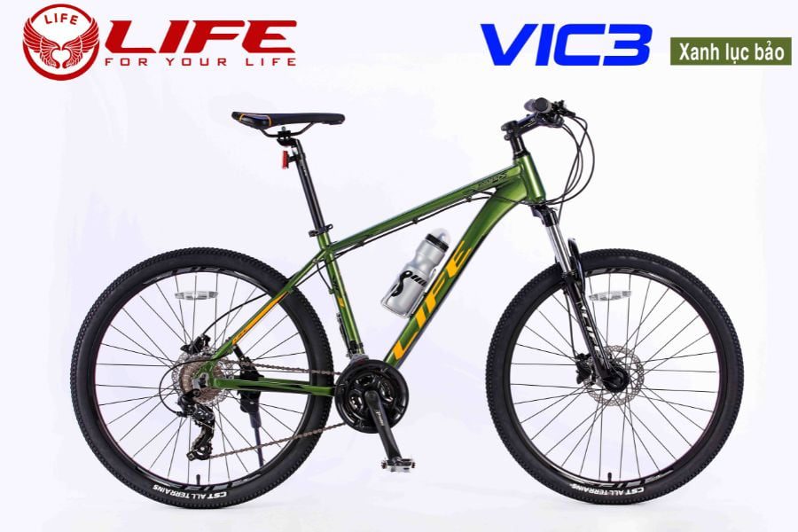 Xe đạp địa hình Life VIC3 phanh dầu giảm giá 399K 30 Xe đạp Life Vic3 Màu Xanh Lục Bảo