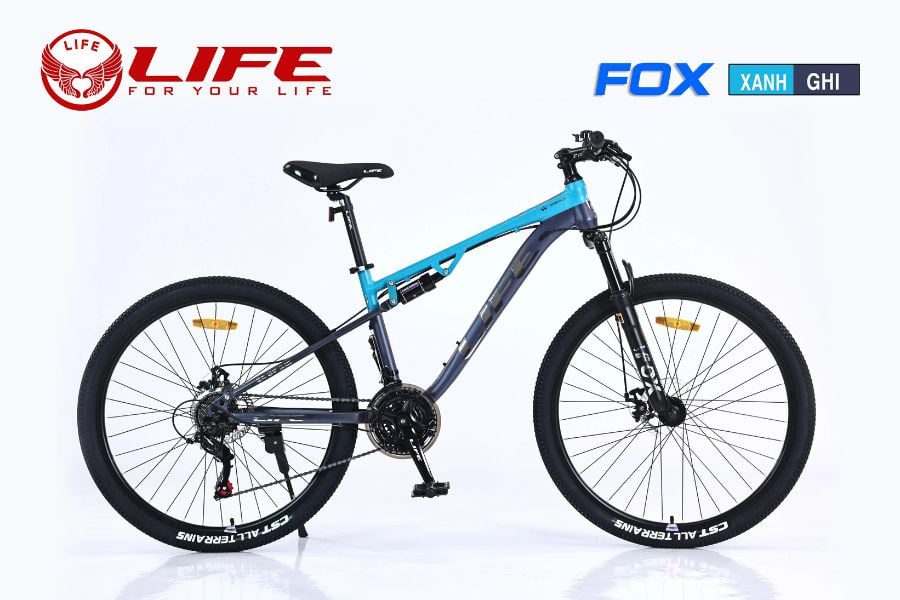 Xe đạp địa hình Life Fox giảm giá 456K 44 Xe đạp địa Hình Life Fox Xanh Ghi