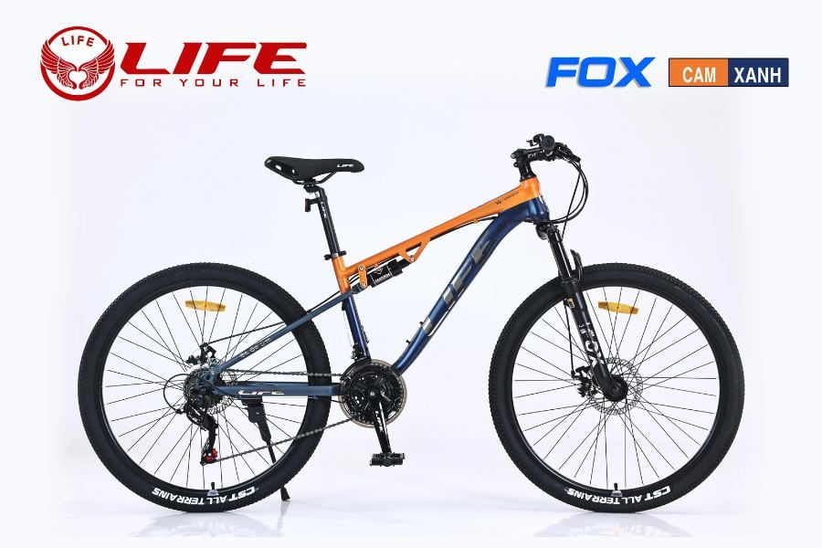 Xe đạp địa hình Life Fox giảm giá 456K 46 Xe đạp địa Hình Life Fox Cam Xanh