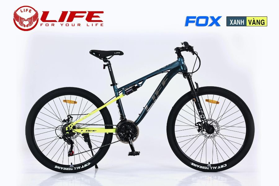 Xe đạp địa hình Life Fox giảm giá 456K 42 Xe đạp địa Hình Life Fox Xanh Vàng