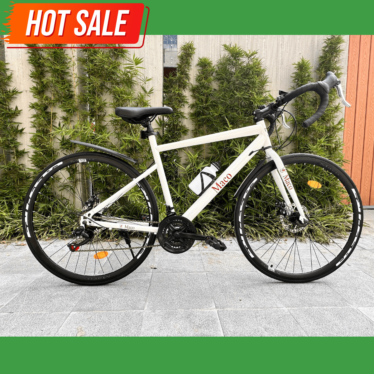 Xe đạp tay cong (xe đạp cuộc) Maco bộ đề chính hãng Shimano 41 Xe đạp đua Maco Màu Trắng