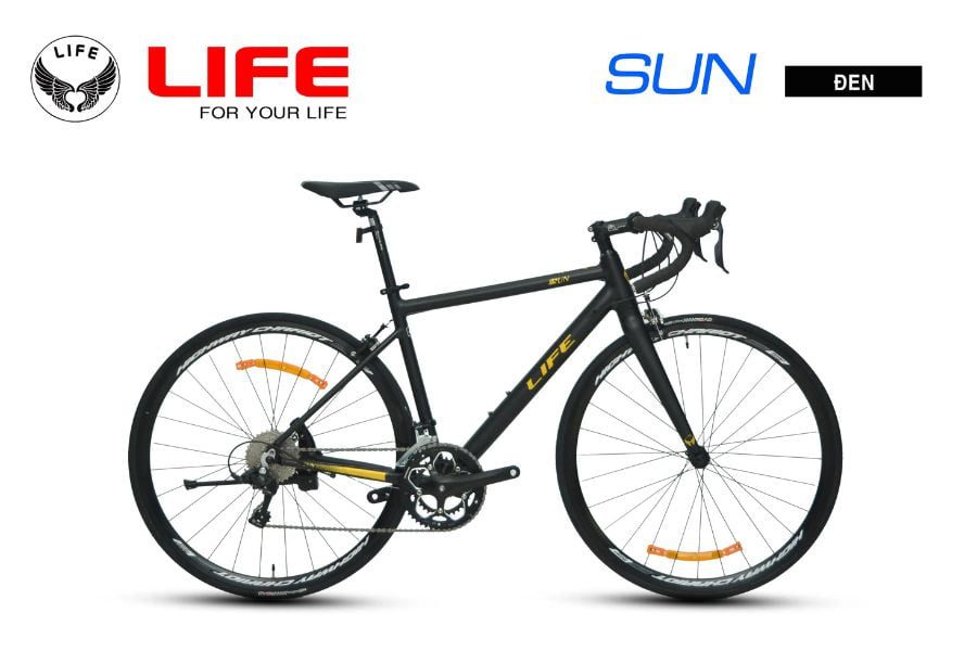 Xe đạp đua Life Sun giá rẻ, linh kiện Shimano Nhật 61 Xe đạp đua life sun màu đen