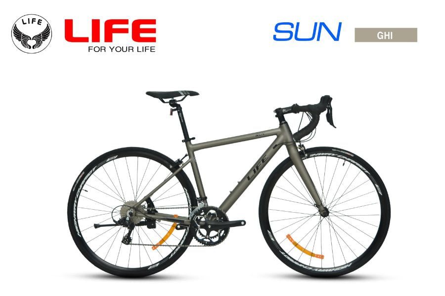 Xe đạp đua Life Sun giá rẻ, linh kiện Shimano Nhật 60 Xe đạp đua life sun màu ghi
