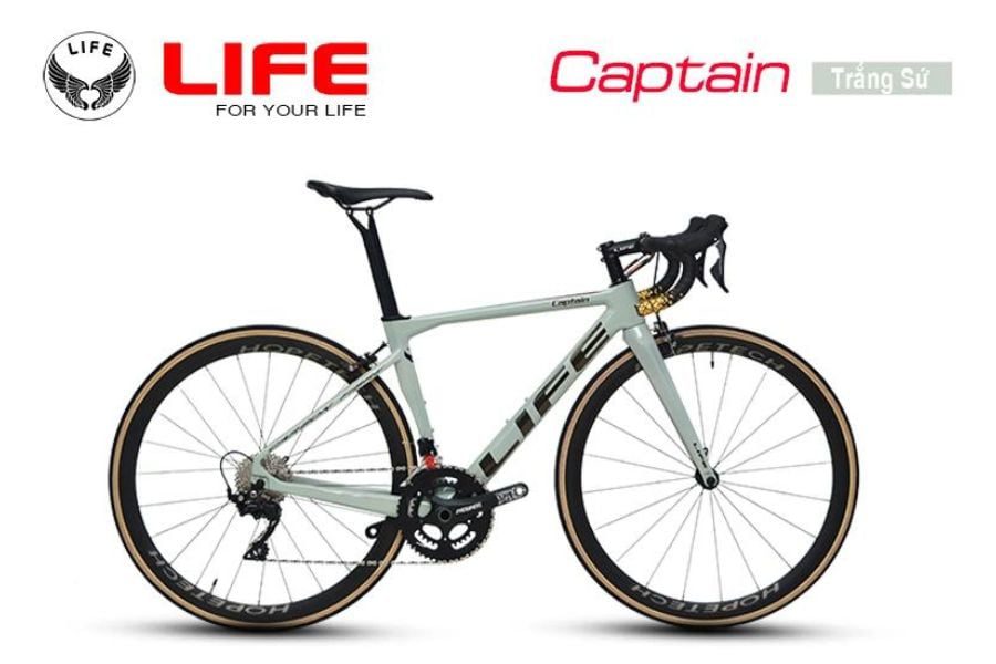Xe đạp đua Life Captian khung Carbon linh kiện Shimano Nhật 48 xe đạp Life captian màu trắng sứ