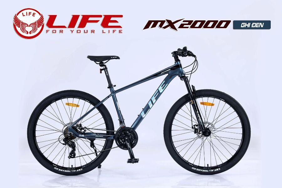 Xe đạp địa hình Life MX2000 full nhôm giảm giá 456K 47 Xe đạp địa Hình Life Mx2000 Màu Ghi đen