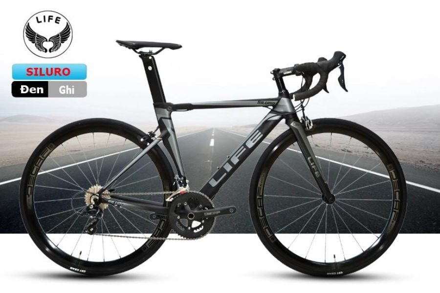 Xe đạp đua Life Siluro dòng xe cao cấp, khung nhôm, Shimano R3000 30 xe đạp life Siluro màu đen ghi