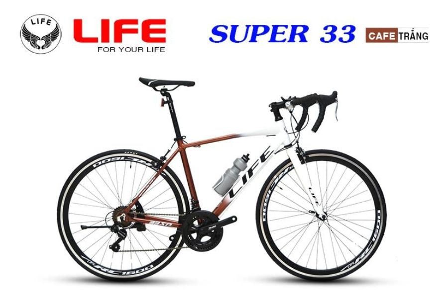 Xe đạp đua Life Supper33 hàng xịn có mã giảm giá 33 xe đạp life supper 33 màu trắng nâu