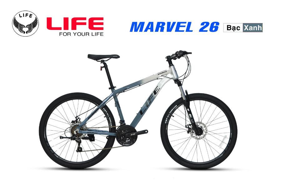Xe đạp địa hình Life Marvel 26 hàng chính hãng giảm giá 200k 5 Xe đạp Life Marvel 26 Màu Bạc Xanh