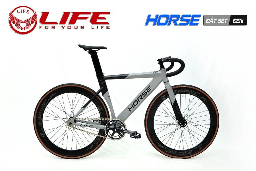 Xe đạp Fixed Gear Life Horse giảm giá 299K 48 Xe đạp Fixed Gear Life Horse Màu đất Sét đen