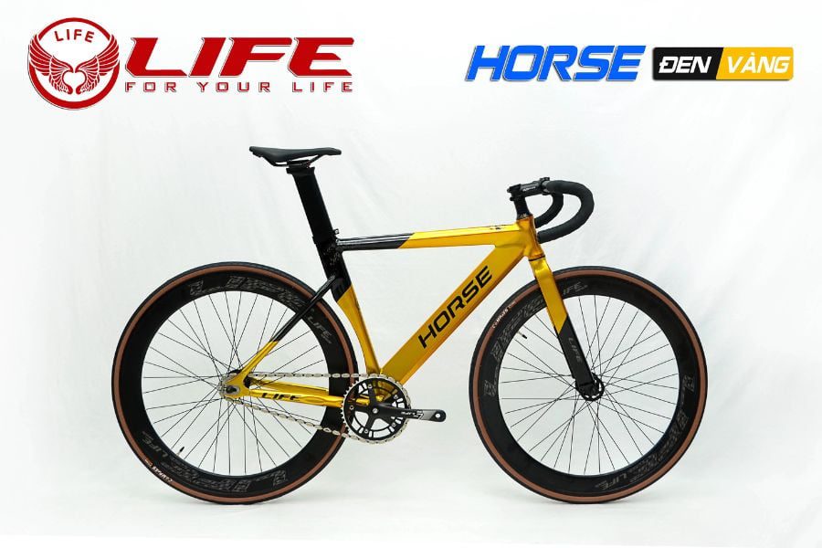 Xe đạp Fixed Gear Life Horse giảm giá 299K 45 Xe đạp Fixed Gear Life Horse Màu đen Vàng