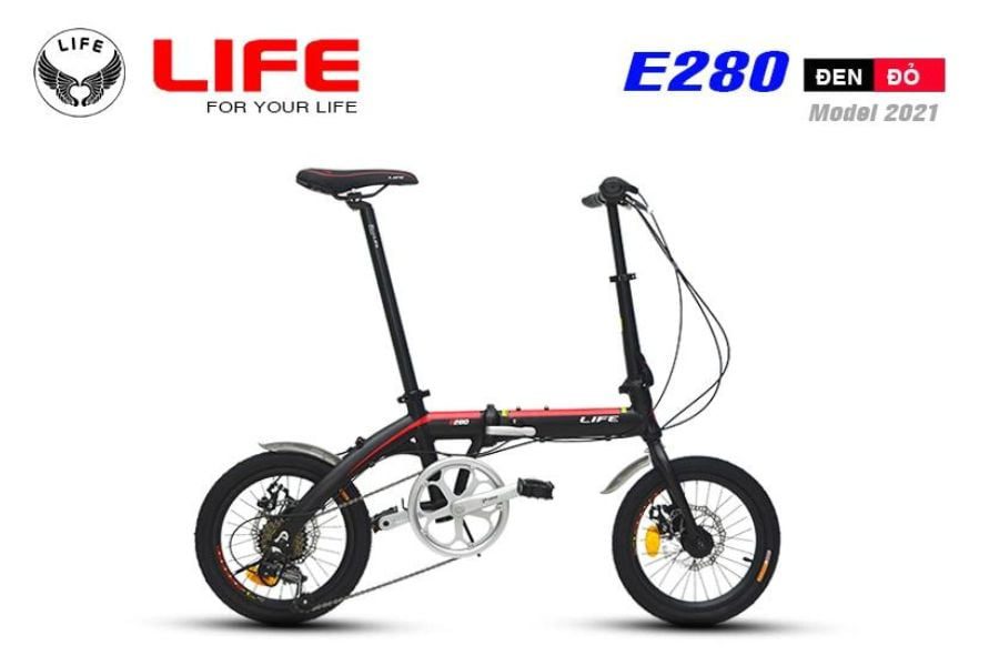 Xe đạp gấp Life E280 giảm giá tốt 260K 37 Xe đạp Gấp Life E280 Màu đen đỏ