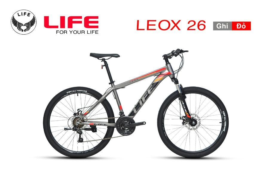 Xe đạp địa hình LeoX 26 hàng chính hãng tặng 350k 46 Xe đạp Leox 26 Màu Ghi đỏ