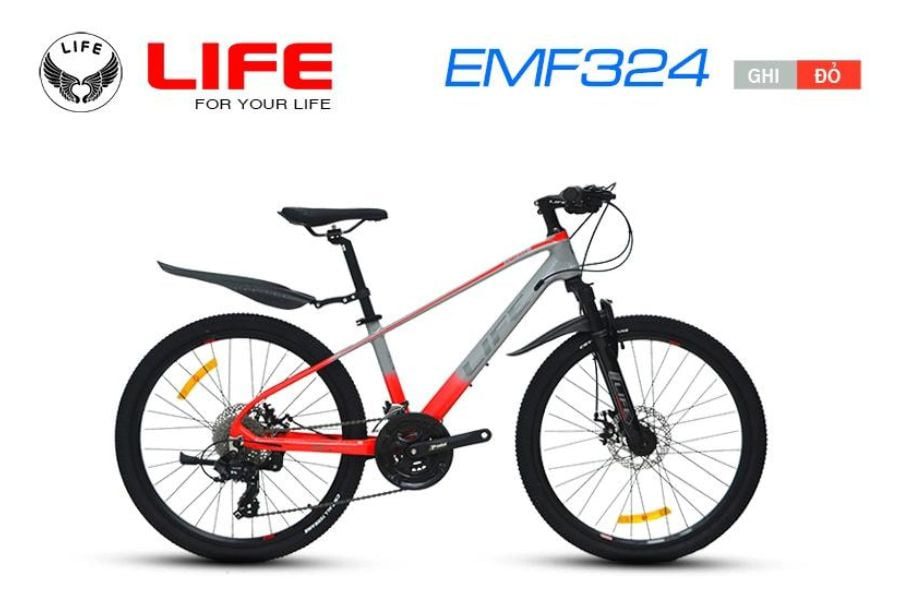 Xe đạp địa hình Life EMF324 giảm giá 333K 46 Xe đạp Life Emf324 Màu Ghi đỏ