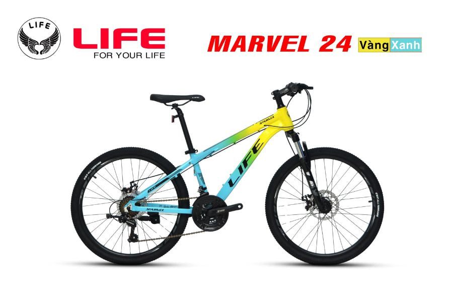 Xe đạp địa hình Life Marvel 24 chiết khấu 250K 37 Xe đạp Life Marvel 24 Màu Vành Xanh