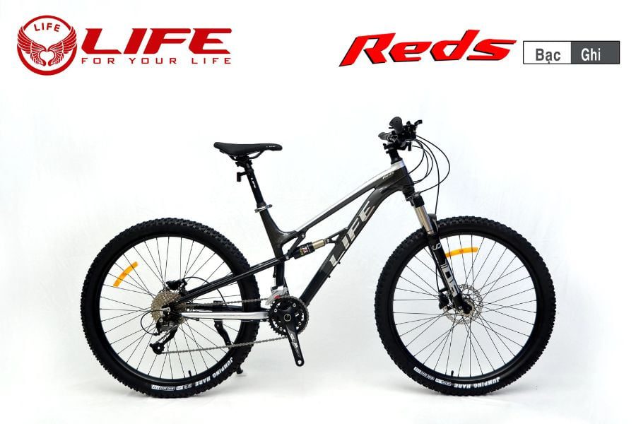 Xe đạp địa hình Life Reds xe địa hình 2 phuộc nhún giảm giá 500K 36 Xe đạp Life Reds Màu Bạc Ghi