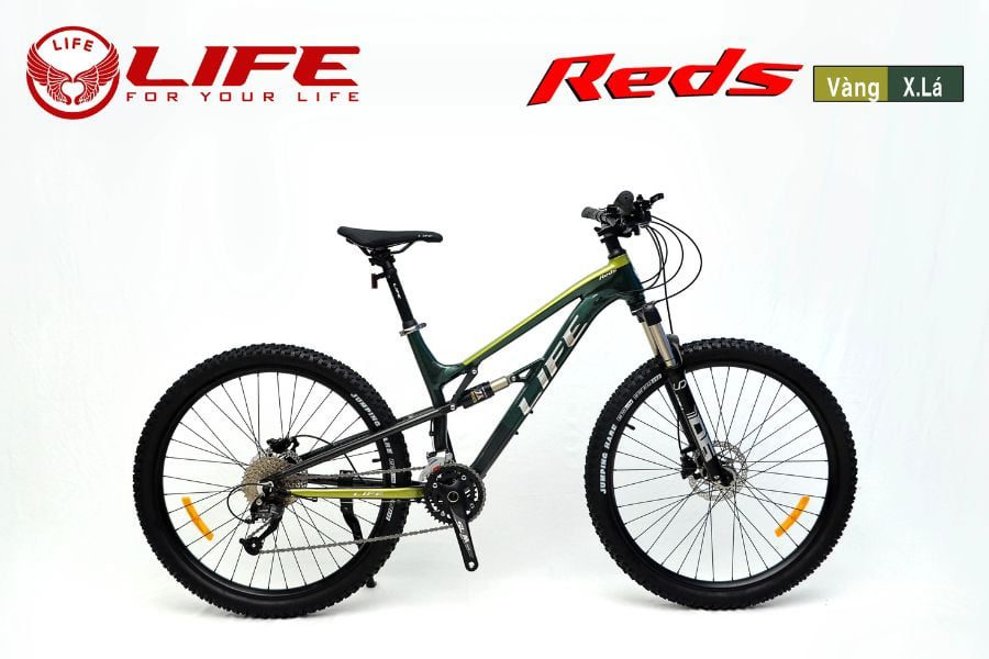 Xe đạp địa hình Life Reds xe địa hình 2 phuộc nhún giảm giá 500K 35 Xe đạp Life Reds Màu Vàng Xanh Lá