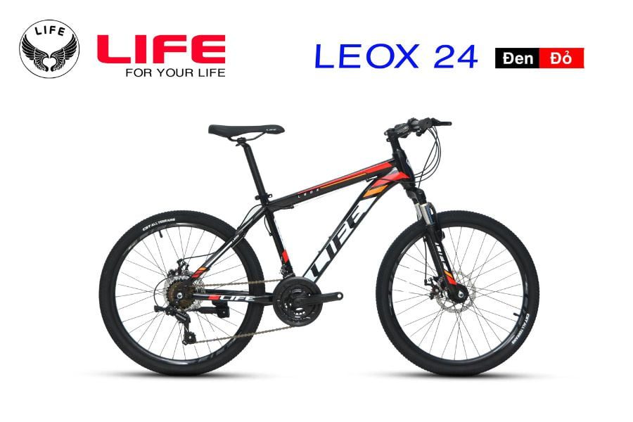Xe đạp địa hình Life LeoX 24 inch tặng 300K 43 Xe đạp địa Hình Life Leox 24 đen đỏ