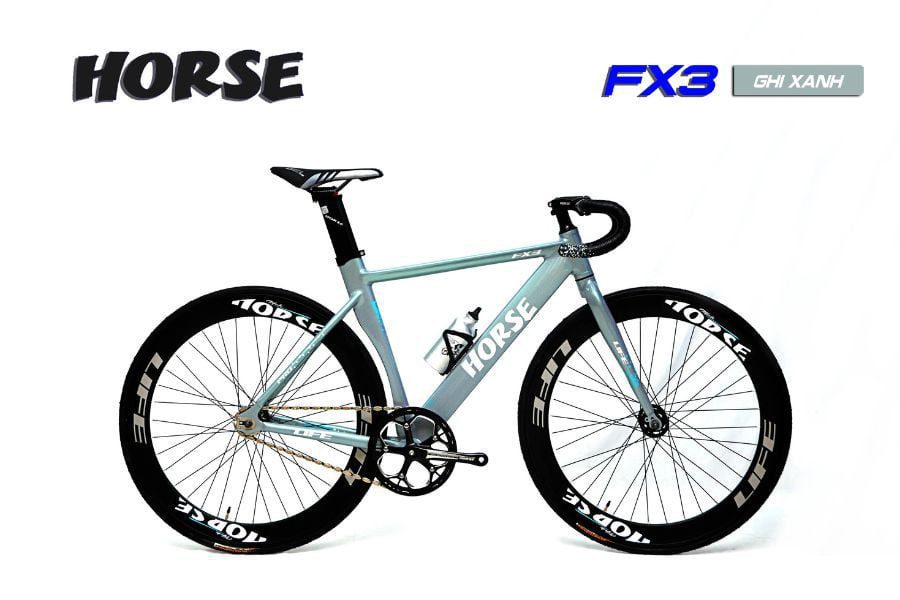 Xe đạp Fix Gear Horse FX3 giảm giá 330K 40 Xe đạp Fixed Gear Horse Fx3 Màu Ghi Xanh