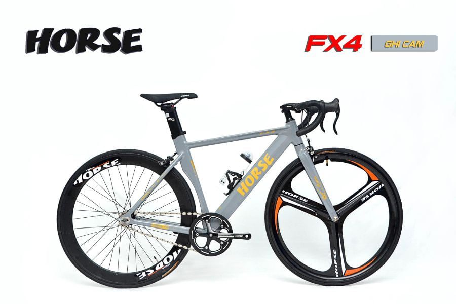 Xe đạp Fixed Gear Horse Fx4 giảm giá 550K 56 Xe đạp Fixed Gear Horse Fx4 Màu Ghi Cam