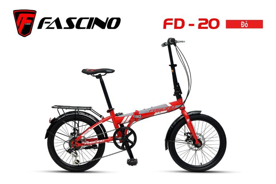 Xe đạp gấp Fascino FD20 giảm giá 300K 52 Xe đạp Gấp Fascino Fd20 Màu đỏ Xám