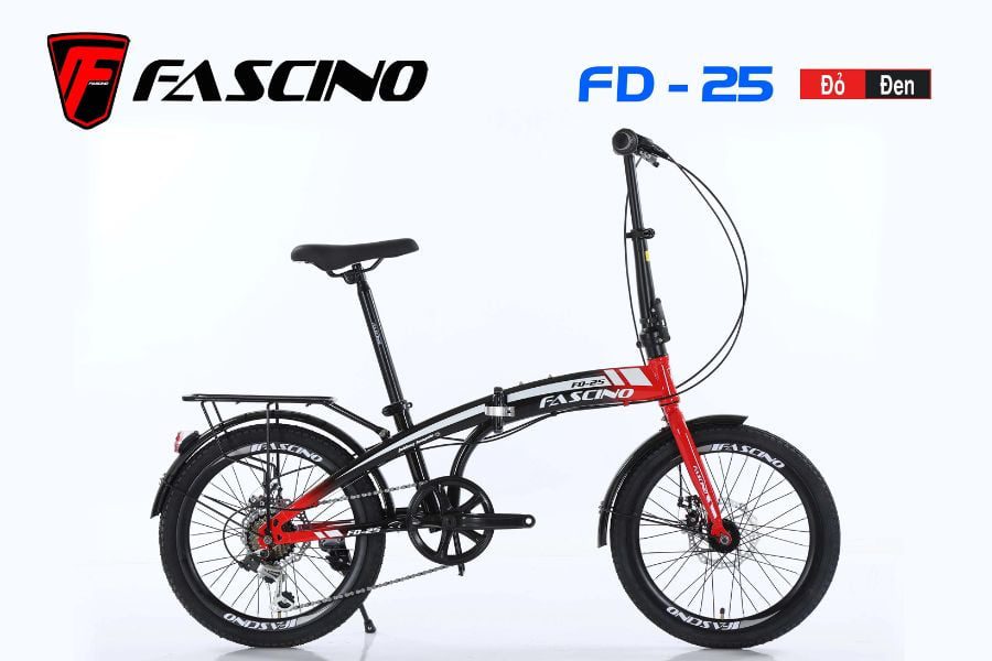Xe đạp gấp Fascino FD 25 chuẩn giảm giá 500K 39 Xe đạp Gấp Fascino Fd25 Màu đỏ đen