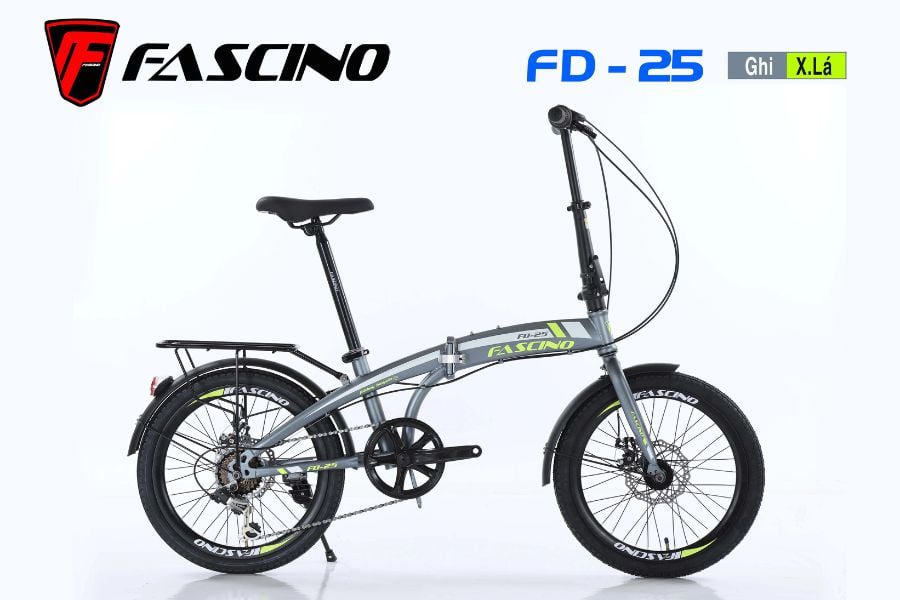 Xe đạp gấp Fascino FD 25 chuẩn giảm giá 500K 38 Xe đạp Gấp Fascino Fd25 Màu Ghi Xanh Lá
