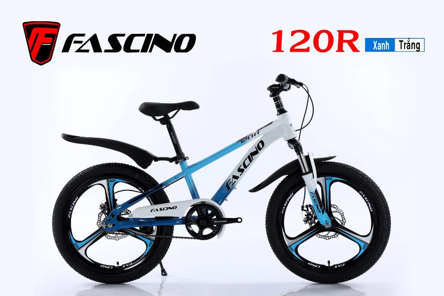 Xe đạp địa hình trẻ em Fascino 120R giảm giá 220K 32 Xe đạp đia Hình Trẻ Em Fascino 120r Vành đúc Màu Xanh Trắng