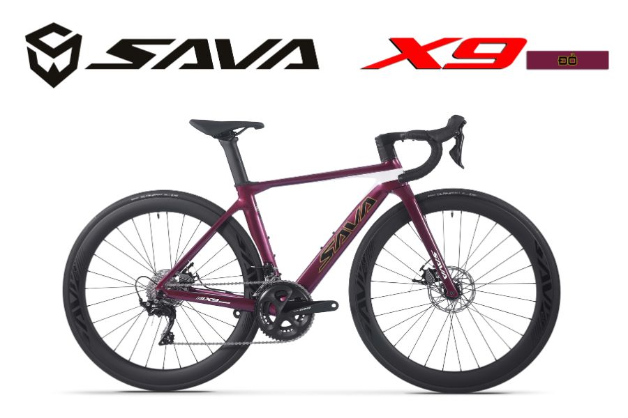 Xe đạp đua Sava x9.2 giảm giá 3M 49 Xe đạp đua Sava X9.2 Màu đỏ Mận