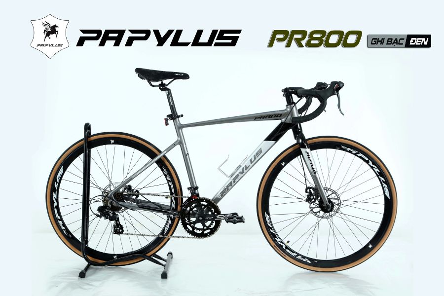 Xe đạp đua Papylus PR800 tay đề lắc Shimano giảm giá + quà tặng 58 Xe đạp đua Papylus Pr800 Màu Ghi đen