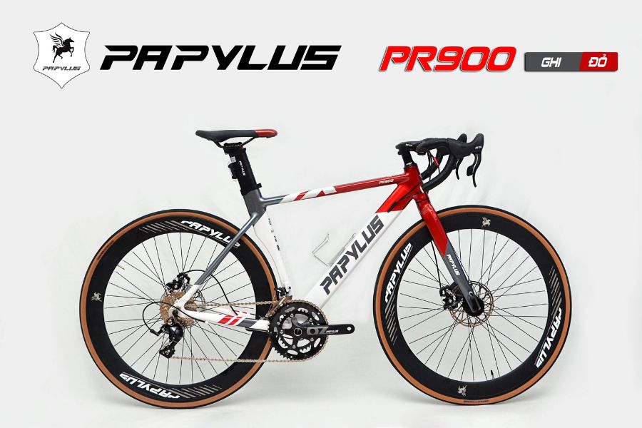 Xe đạp đua cối nổ Papylus PR900 giảm giá + quà tặng 75 Xe đạp đua Papylus Pr900 Màu Ghi đỏ