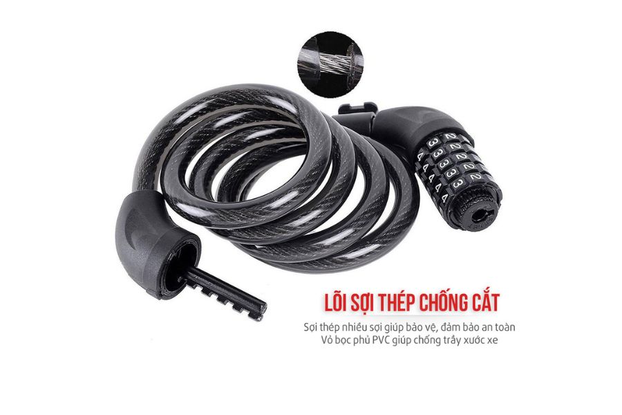 Khóa dây mật khẩu đa năng ( xe đạp, xe máy, cửa kính...vv) hàng xịn 32 Cấu Tạo Khóa Dây 5 Số