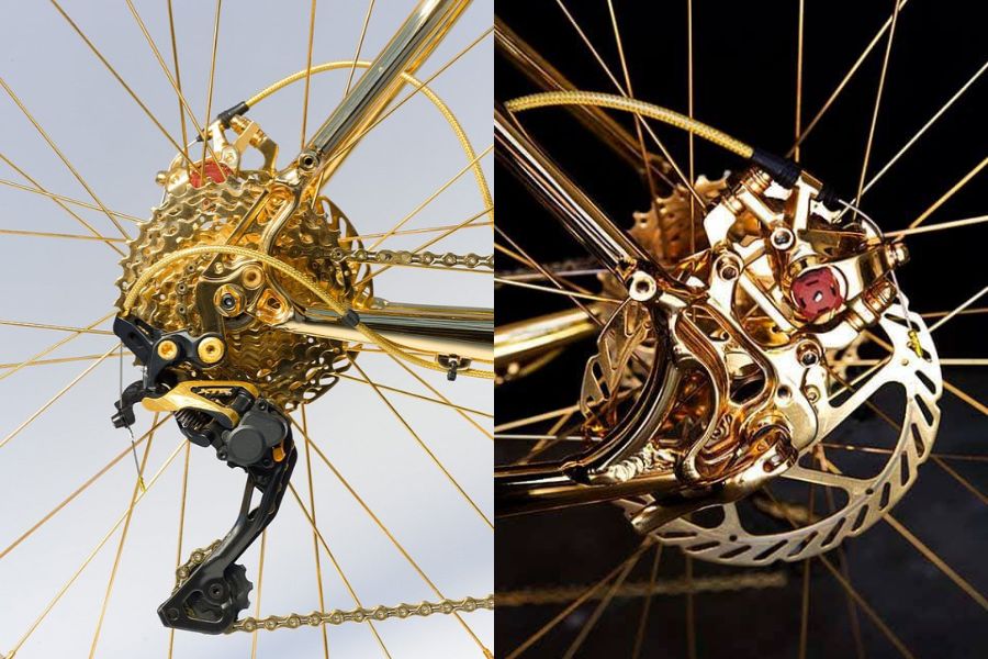 Xe đạp đắt nhất thế giới 1 triệu Đô La - "The Beverly Hills Edition" 28 Bộ Củ đề Sau, Phanh đĩa, Líp Và Mayo Bằng Vàng 24k