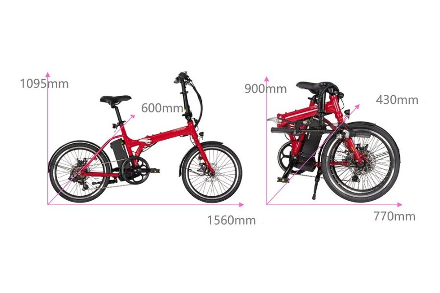 Xe đạp điện trợ lực Giant Expressway E+ 43 Kích Thước Xe Trước Và Sau Khi Gấp Xe điện Trợ Lực Giant Expressway E+