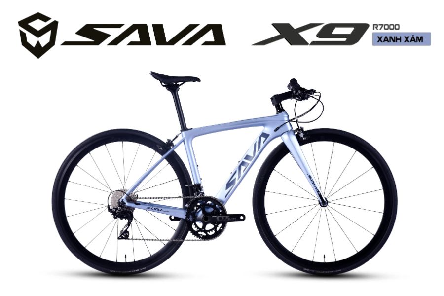 Xe đạp touring SAVA X9 R7000 giảm giá + KM 55 Xe đạp Touring Sava X9 Màu Xanh Xám