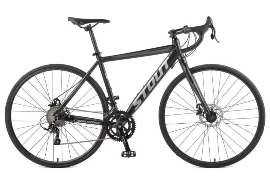 Xe đạp đua khung nhôm STOUT tay đề lắc xịn sò, bánh 700cx25 7 Xe đạp đua STOUT màu đen