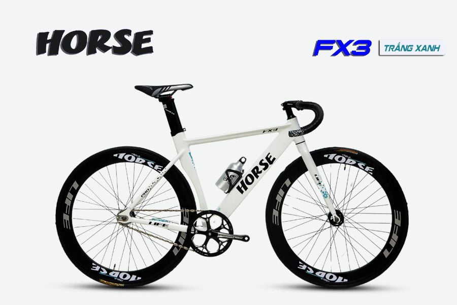 Xe đạp Fix Gear Horse FX3 giảm giá 330K 39 Xe đạp Fixed Gear Horse Fx3 Màu Trắng Xanh